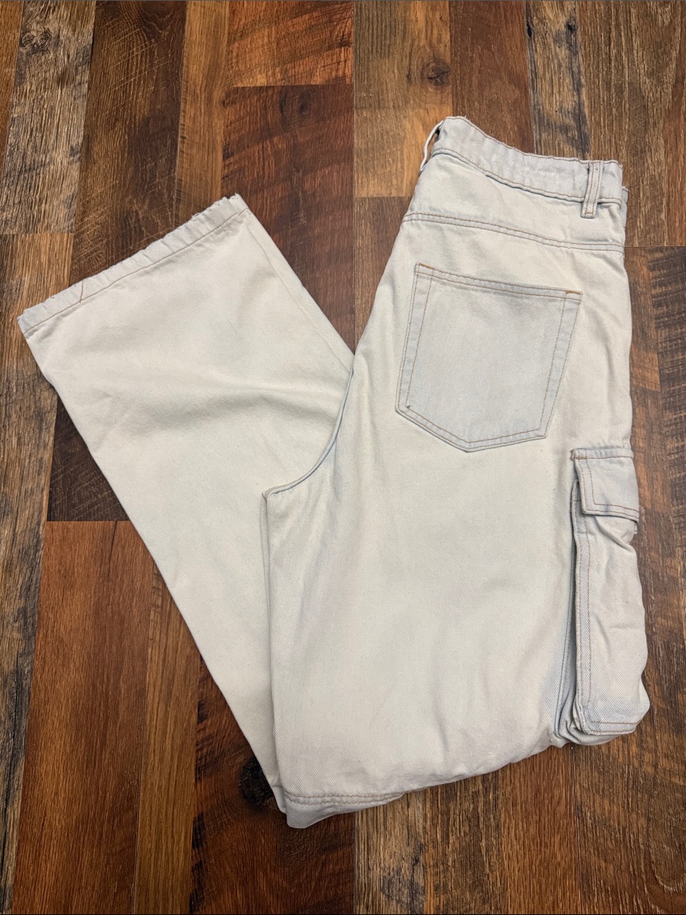 Zara Relaxed Cargo Jeans 32 Light Wash Zip Off Baggy Y2K NWT